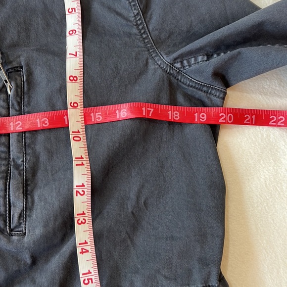 Daily Ritual Dark Navy Gray Denim Moto Jacket with Drawstring Waist size 2 - Picture 10 of 13